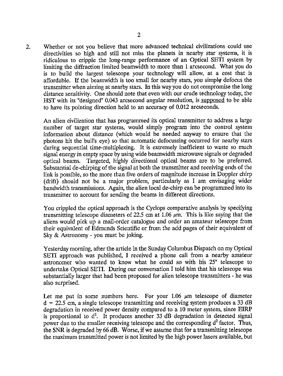 Letter to Barney Oliver, November 19, 1990 - Page 2 (43567 bytes)