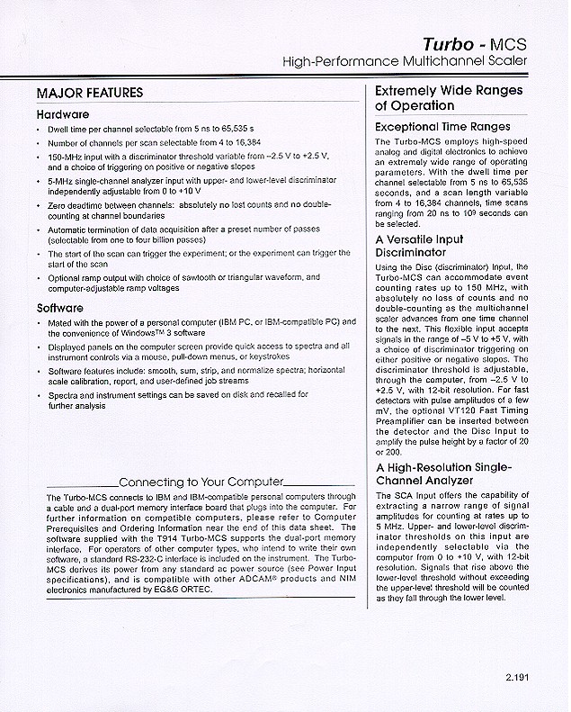 EG&G ORTEC Turbo MCS - Page 2 (221605 bytes)